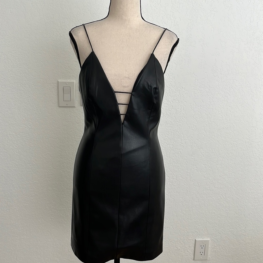 Alice and Olivia faux leather black dress